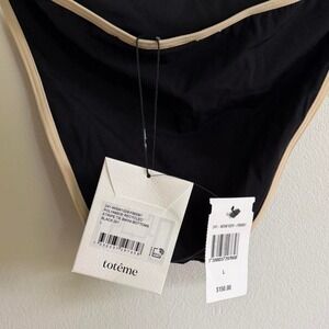 Totême Black Stripe Tie Bikini Bottoms Size L NWT Minimal Designer Swim